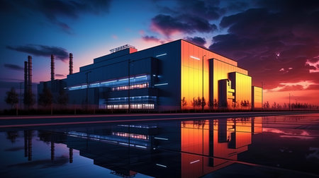 Abstract industrial building at dawn.の素材