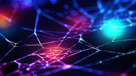 A detailed view of the invisible network of the web in macro.の素材