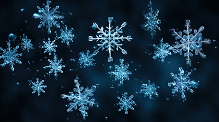 Abstract snowflakes floating in the air.の素材