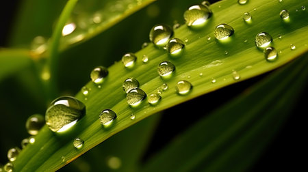 Exquisite drops of dew on the macroclies of the plant.の素材