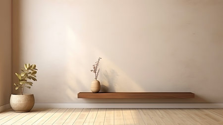 Interior with a wall for creative decoration.の素材