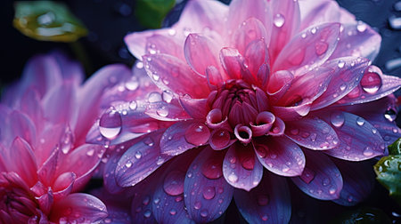 Close flower petals with dew.の素材