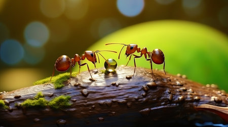 Charming ants in close plan.の素材