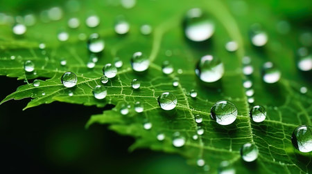 Drops of dew on the web in the morning light.の素材