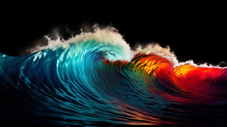 Color waves in the dark waters of the ocean.の素材