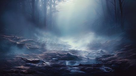 Digital emanations that create a feeling of light fog.の素材