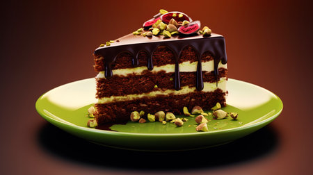 Chocolaterod cake with pistachio sprinkling.の素材