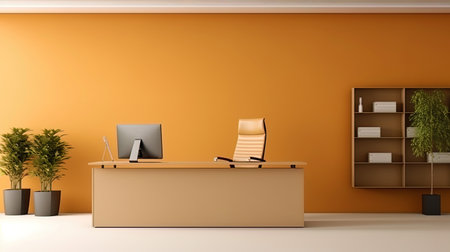 An empty wall layout in the office to create a working atmosphere.の素材