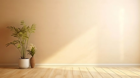 Beige wall in the relaxation room with the possibility of decoration.の素材
