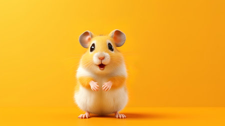 Hypster hamster with an accent on an orange background creating a unique look.の素材