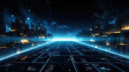 Digital traces left in the data processing space.の素材