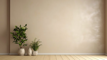 Interior room with an empty wall layout in ecostyle.の素材
