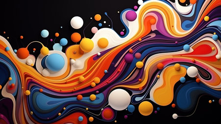 Psychedelic symphony in the form of colored spots.の素材