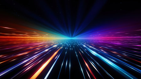Multi colored lines sparkling in space.の素材