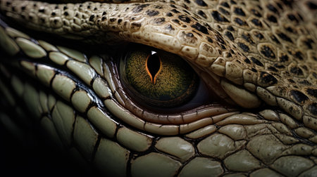 Exquisite shades and shapes on the surface of the skin of a crocodile.の素材
