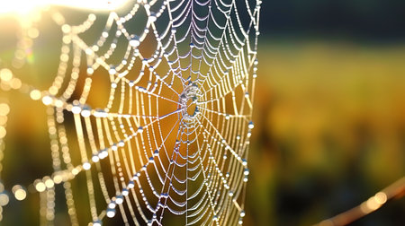 Web on the web, captured in macro filming.の素材