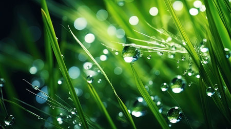 Shining drops of water on fluffy macrolytes.の素材
