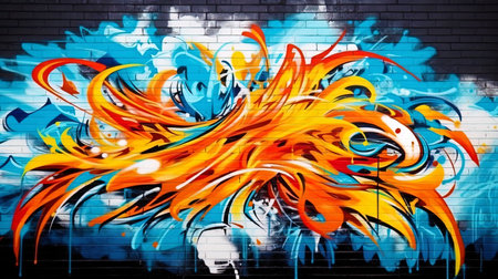 Graffiti on the wall as a creative abstract artistic vonary.の素材