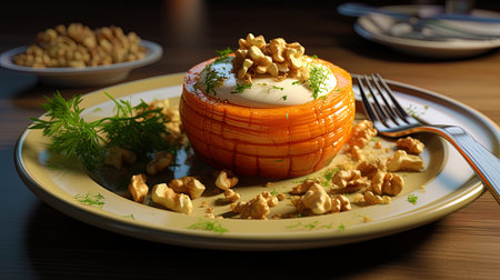 Carrot pitch with creamchip filling and walnuts.の素材