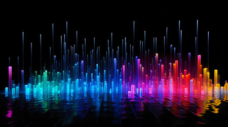 Neon algorithms falling as a waterfall of light.の素材