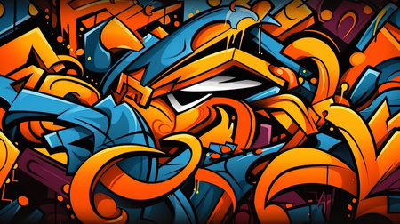 The background with street graffiti in the style of abstract painting.の素材