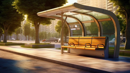 Mokap bus stop with modern elements of architecture.の素材