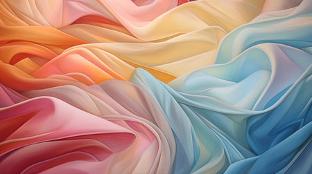 The interweaving of pastel shades on canvas.の素材