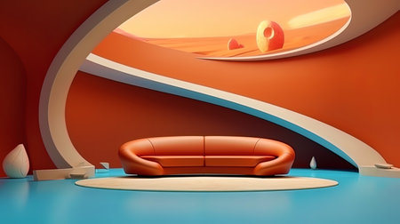 The background with an abstract picture creating an impressive interior.の素材