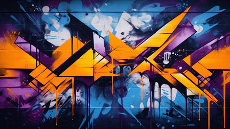 The background with abstract graffitistano in urban aesthetics.の素材