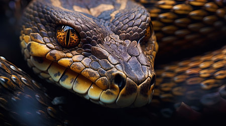 Unique details and patterns on the texture of the skin of Python.の素材