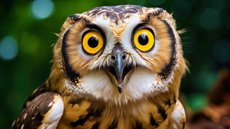 A surprised owl with wide eyes.の素材