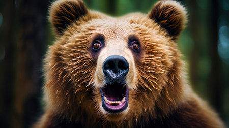 A surprised bear with raised eyebrows.の素材