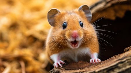A surprised hamster, looking directly into the camera.の素材