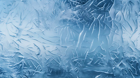 Frozen glass texture with transparent ice patterns.の素材