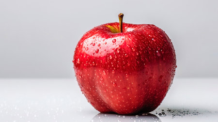 An isolated apple with a texture on a light background.の素材