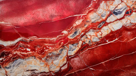 Bright texture of marble in red shades with dramatic veins.の素材