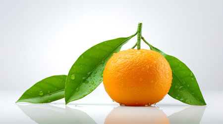 Mandarin in isolation with fruit details on a light background.の素材