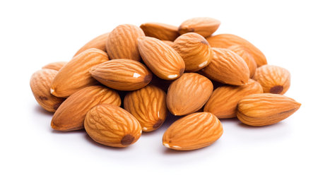 Almonds in isolation with an appetizing texture.の素材