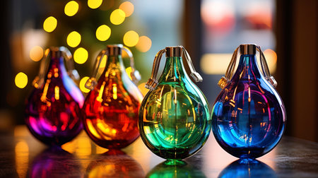 Distilled multi colored and bright Christmas toys.の素材