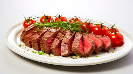 Meat dish in isolation on a light background.の素材