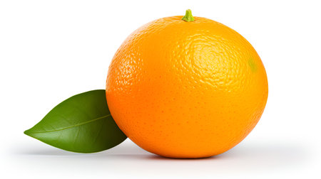 Orange orange with a juicy fruit on a pure white background.の素材