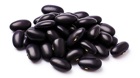 Isolated black beans on a white background.の素材