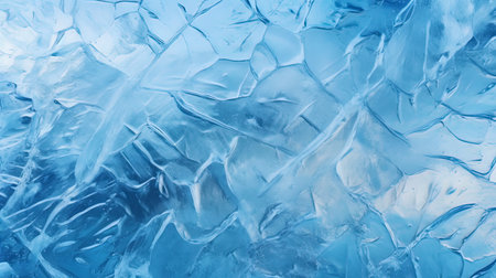 Ice texture of frozen glass with overflows of blue shades.の素材