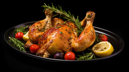 The cooked chicken with herbs and spices isolated.の素材