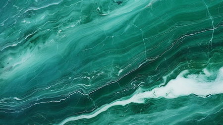 Saturated green texture of marble with white wavy patterns.の素材