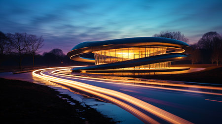 Technological artbeek with digital vortices and smooth lines.の素材