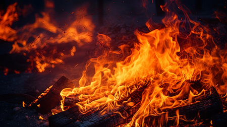 The magic texture of fire with bright orange spots.の素材