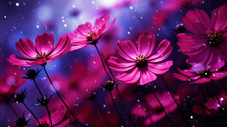 The texture of the cosmos with the effect of deep perspective and stellar fields.の素材