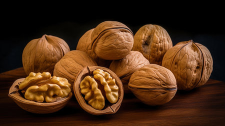 Walnuts in isolation with a delicious texture.の素材