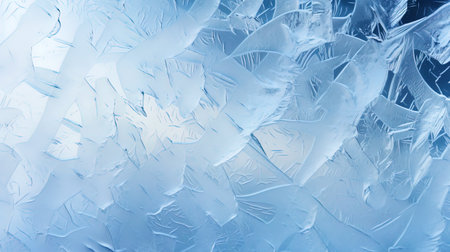 The texture of frozen glass with hoarfrost and ice crystals.の素材